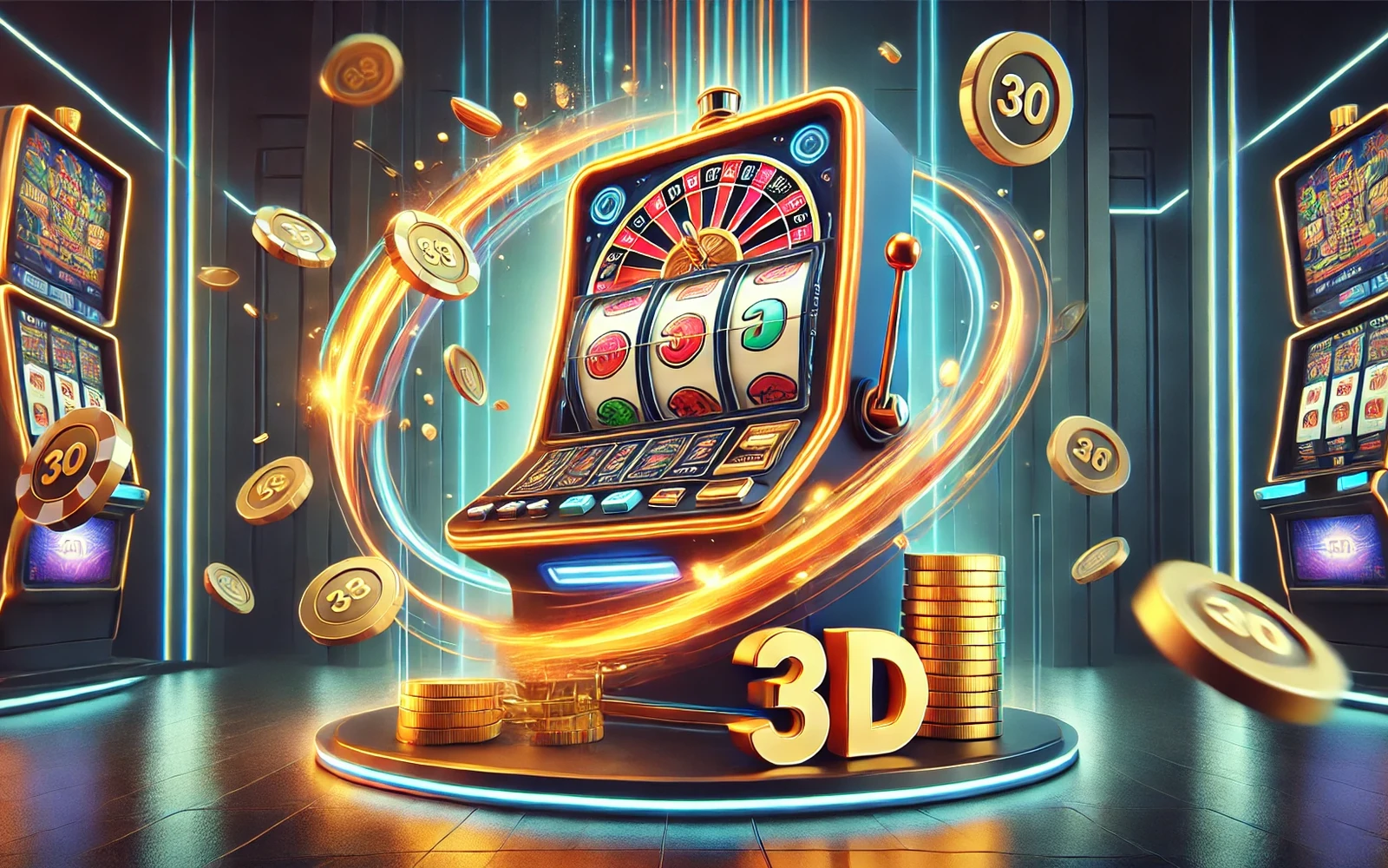 Ilustrasi reel slot dan simbol bonus pada layar permainan